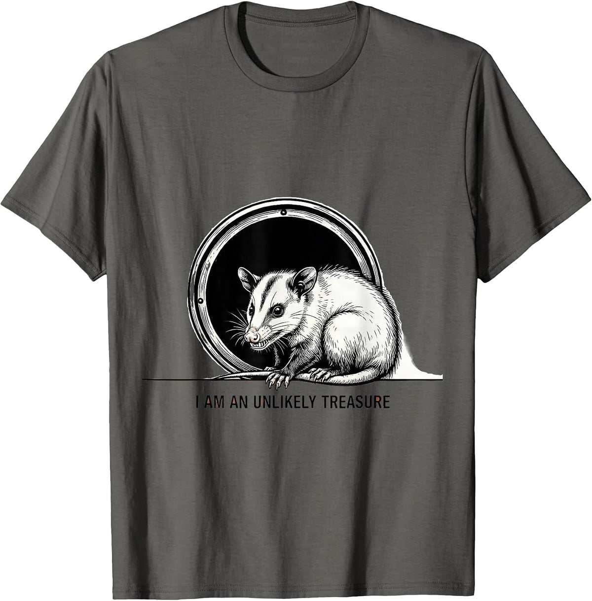 Men's I Am An Unlikely Treasure Funny Opossum Meme Possum Lover T-Shirt - Asphalt Grey