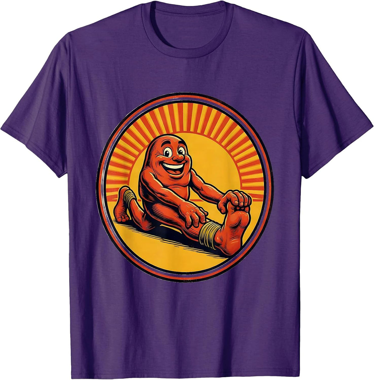 Men's Physical Therapy Hamstring Stretch Sunrise Design T-Shirt - Purple
