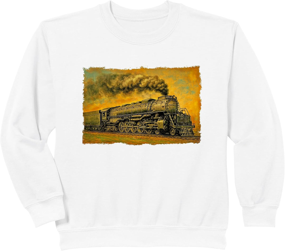 1940s Big Boy Steam Engine Locomotive - Vintage 4014 Train Sweatshirt - White