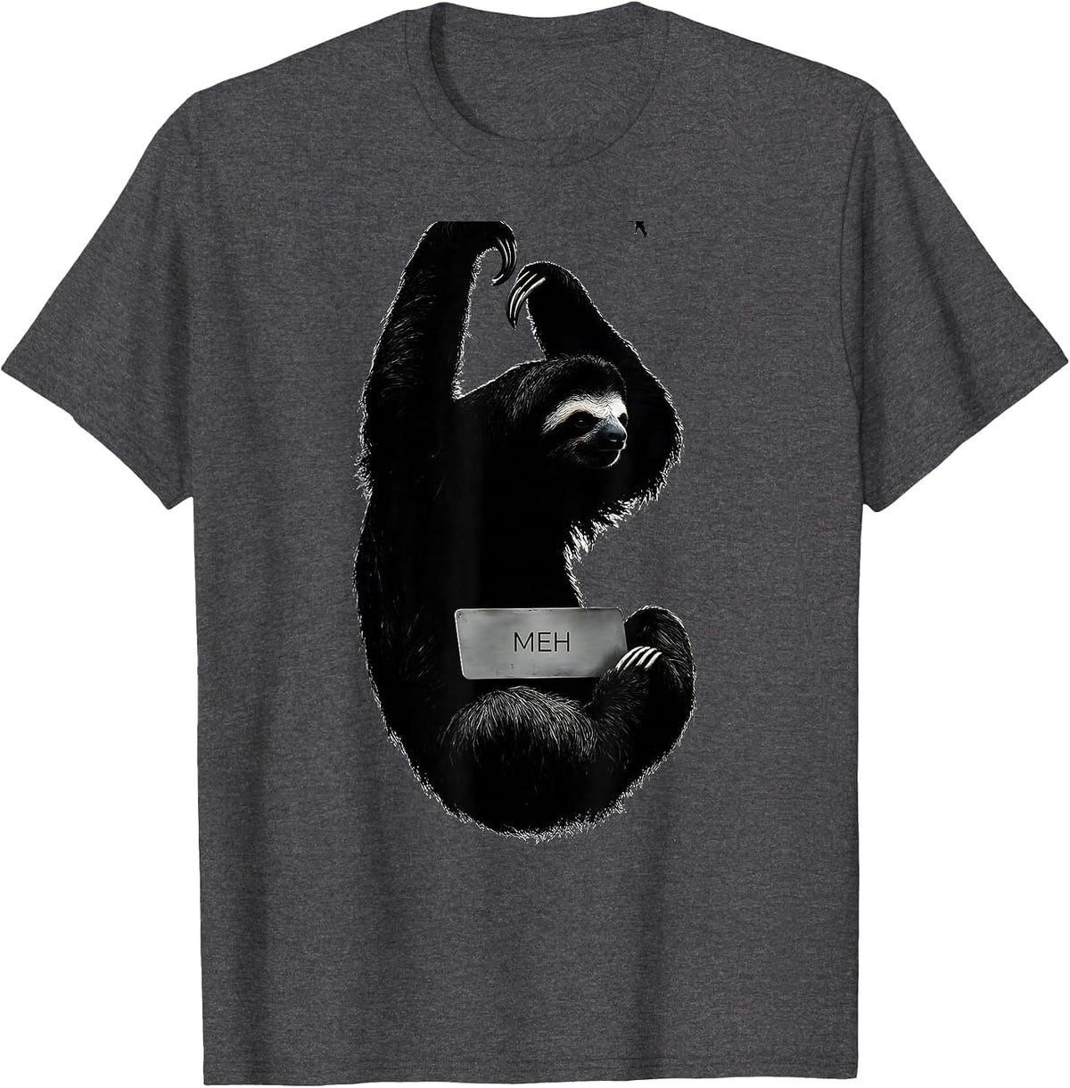 Men's Meh Funny Sloth Lover Humor Animal Affinity Gift T-Shirt - Dark Heather Grey