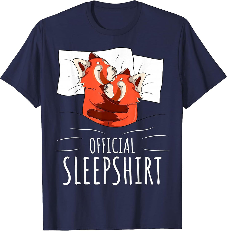 Official Panda Lover Sleep Shirt Red T-Shirt - Navy Blue