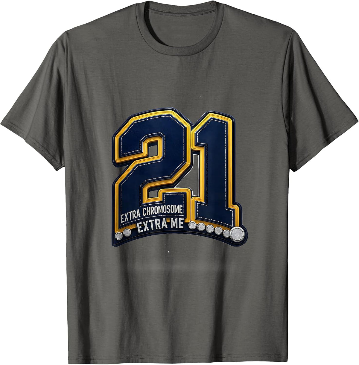 Extra Chromosome Extra Me Sparkle Varsity Down Syndrome T-Shirt - Asphalt Grey