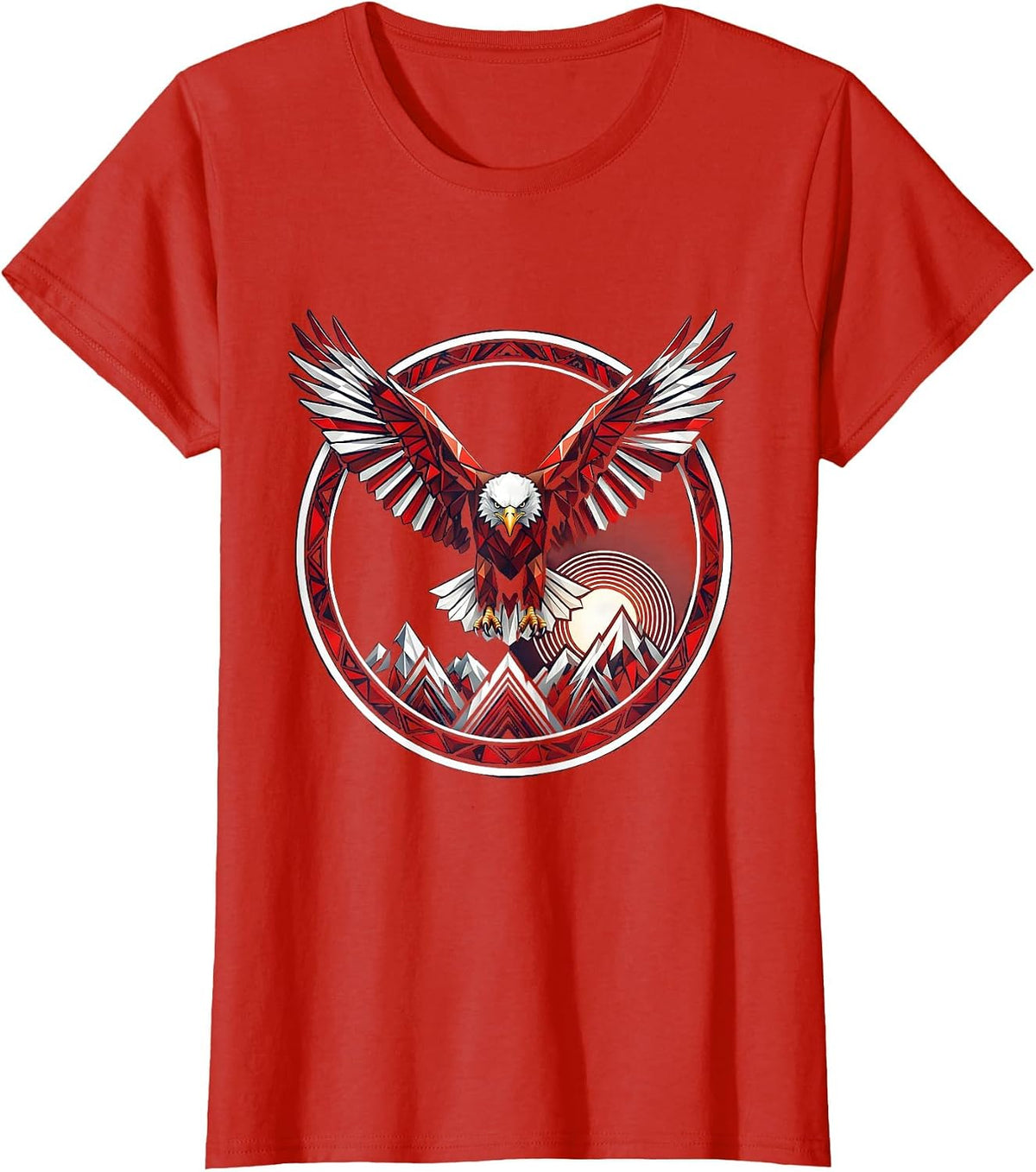 Women's Colorado Bald Eagle Soaring Over Mountain Peaks T-Shirt - Red