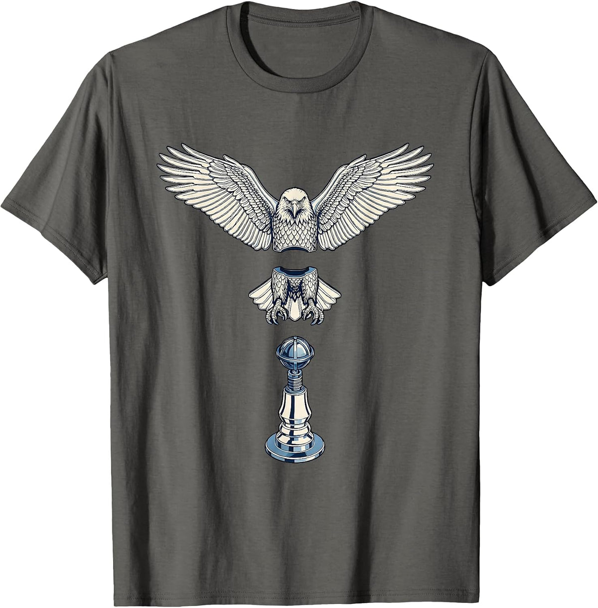 Men's Valley Forge Automotive Bald Eagle Hood Ornament T-Shirt - Asphalt Grey