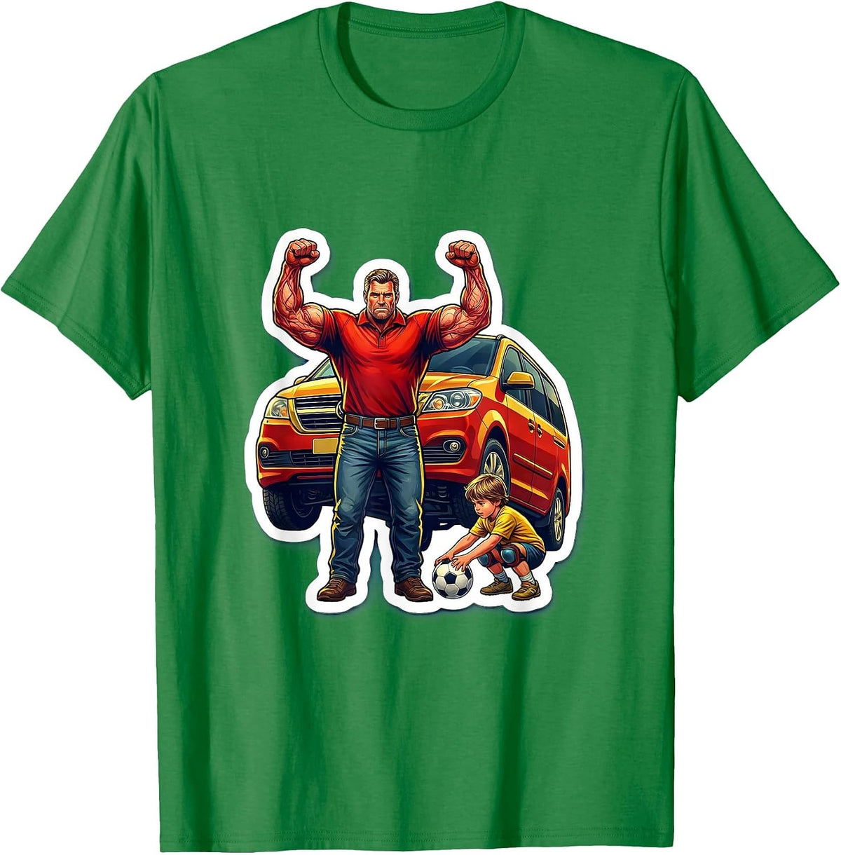 Men's Super Dad Minivan Lift Soccer Hero Graphic T-Shirt - Kelly Green