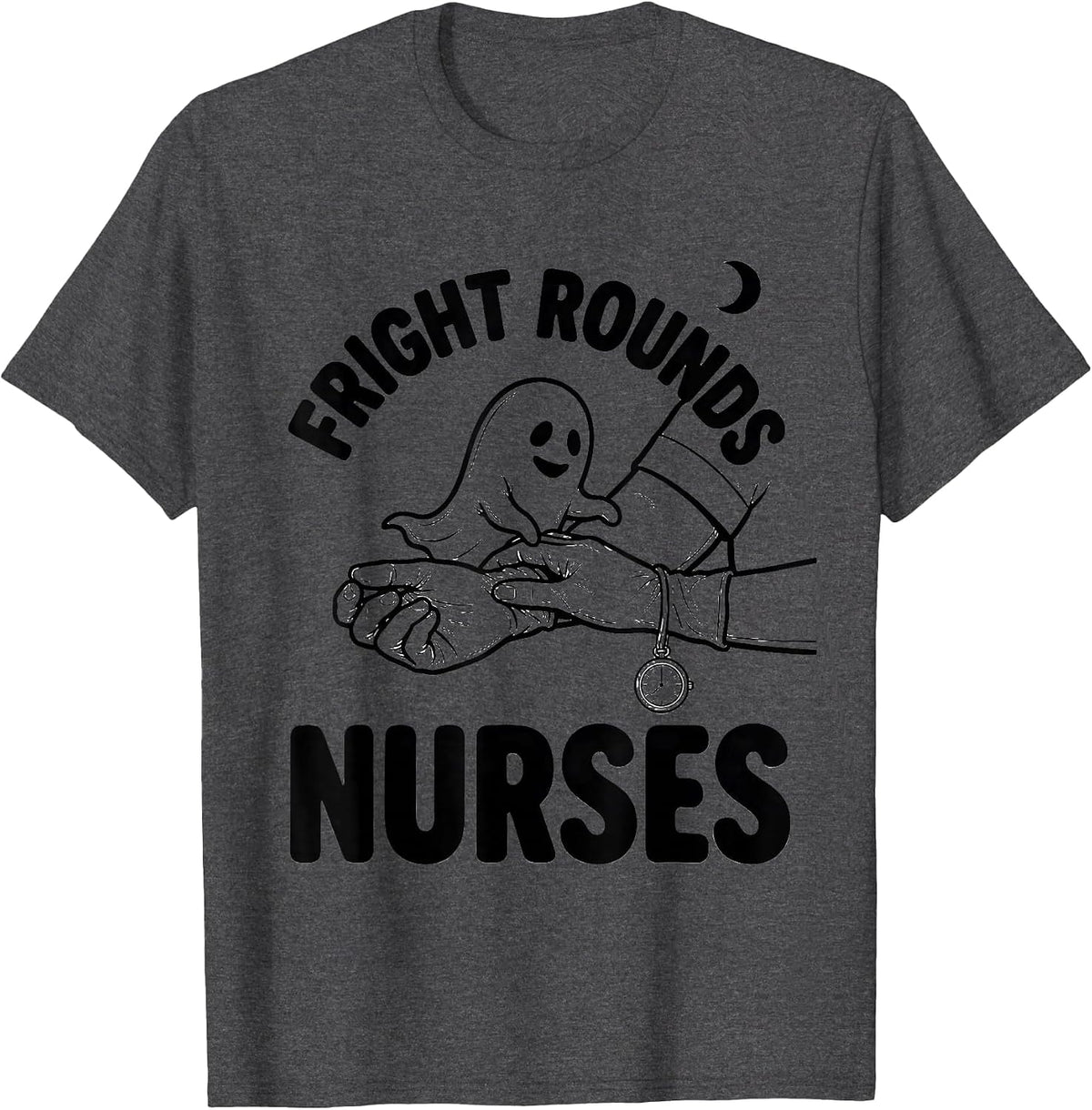 Fright Rounds Nurses Funny Ghost Halloween Nurse Crew T-Shirt - Dark Heather Grey