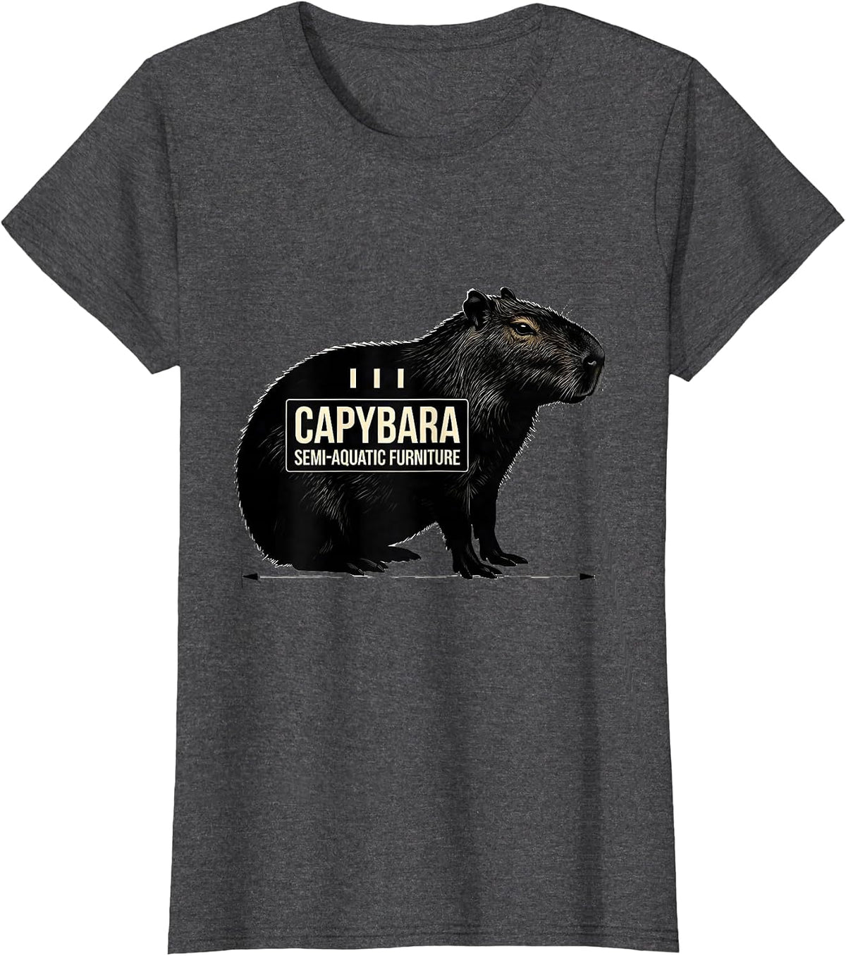 Women's Capybara, Semi-Aquatic Furniture Funny Animal Meme Humor T-Shirt - Dark Heather Grey