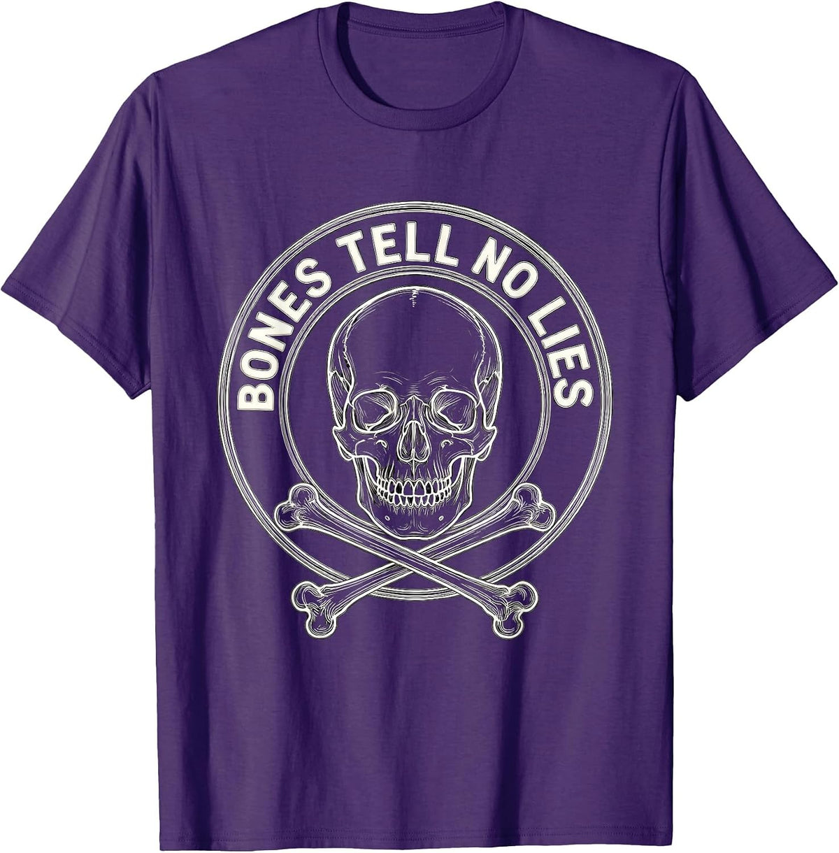 Bones Tell No Lies Skull Graphic Design T-Shirt - Purple