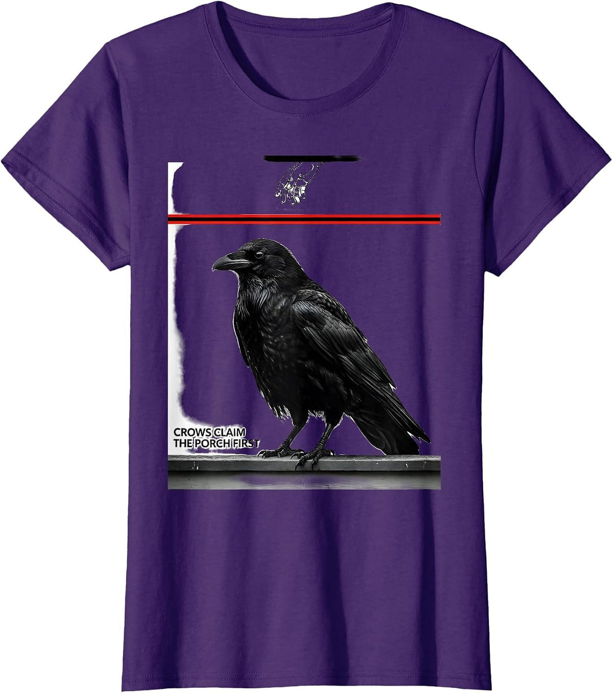 Women's Crows Claim The Porch First Dark Humor Crow Lover Gothic T-Shirt - Purple