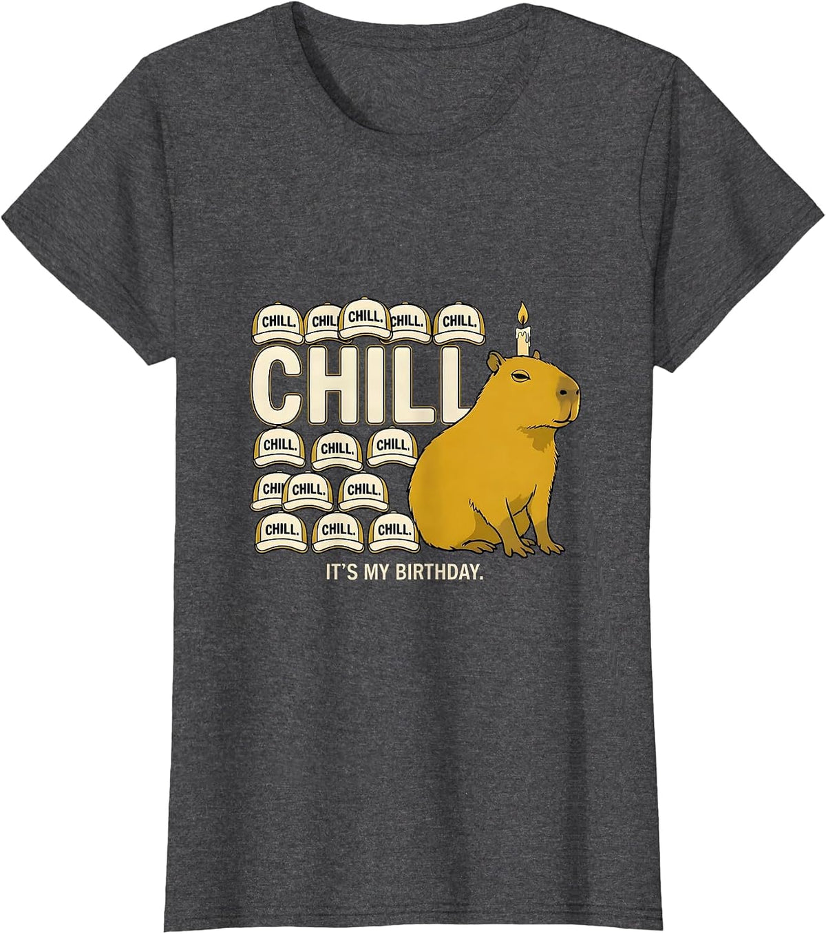 Women's Chill It's My Birthday Kawaii Capybara Birthday Gift T-Shirt - Dark Heather Grey
