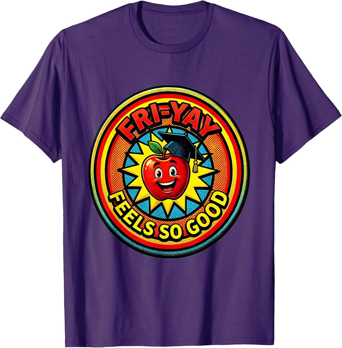 Men's Fri-Yay Feels So Good Teacher Weekend Design T-Shirt - Purple