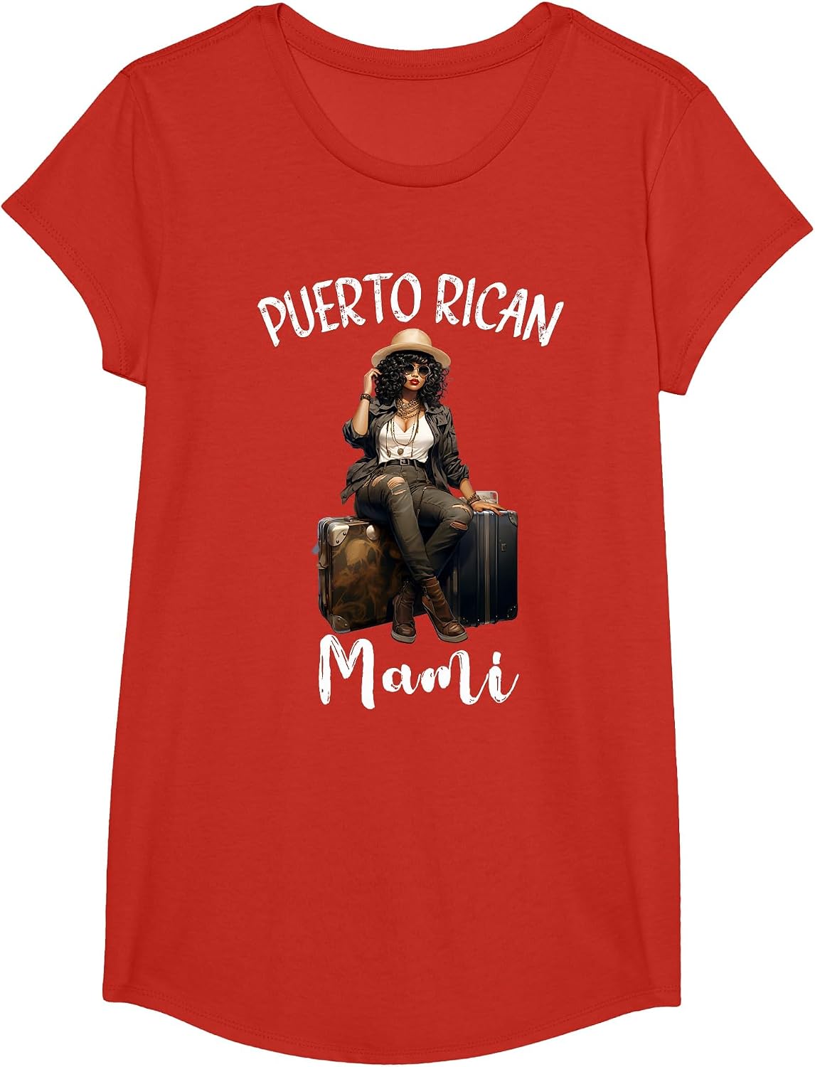 Afro Puerto Rican Mami Mom DNA Roots Family Heritage T-Shirt - Girls Red