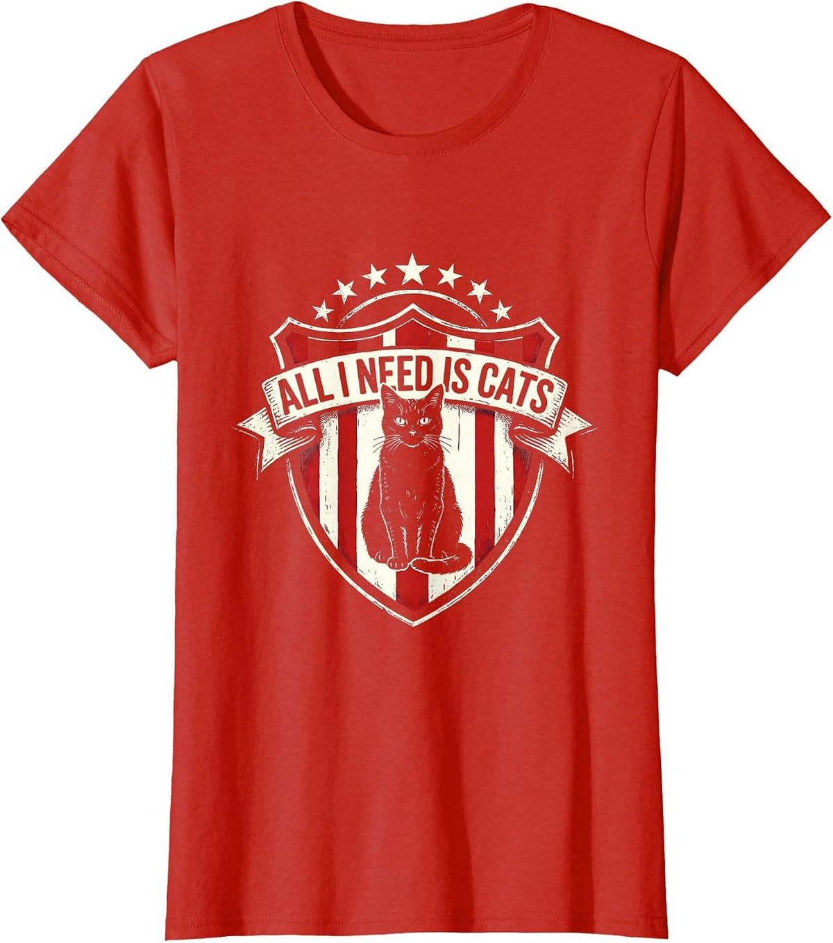All I Need Is Cats Funny Cat Lover Design T-Shirt - Red