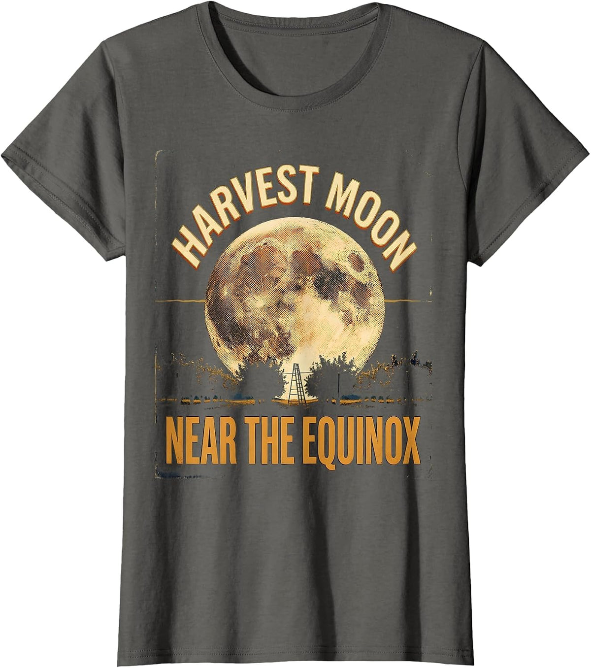 Women's Harvest Moon, Near The Equinox Vintage Astronomy Science T-Shirt - Asphalt Grey