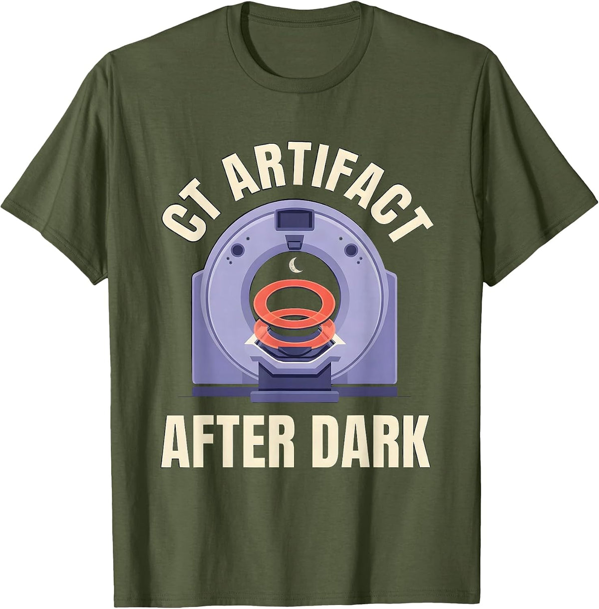 CT Artifact After Dark Playful Halloween Radiology Tech T-Shirt - Olive Green
