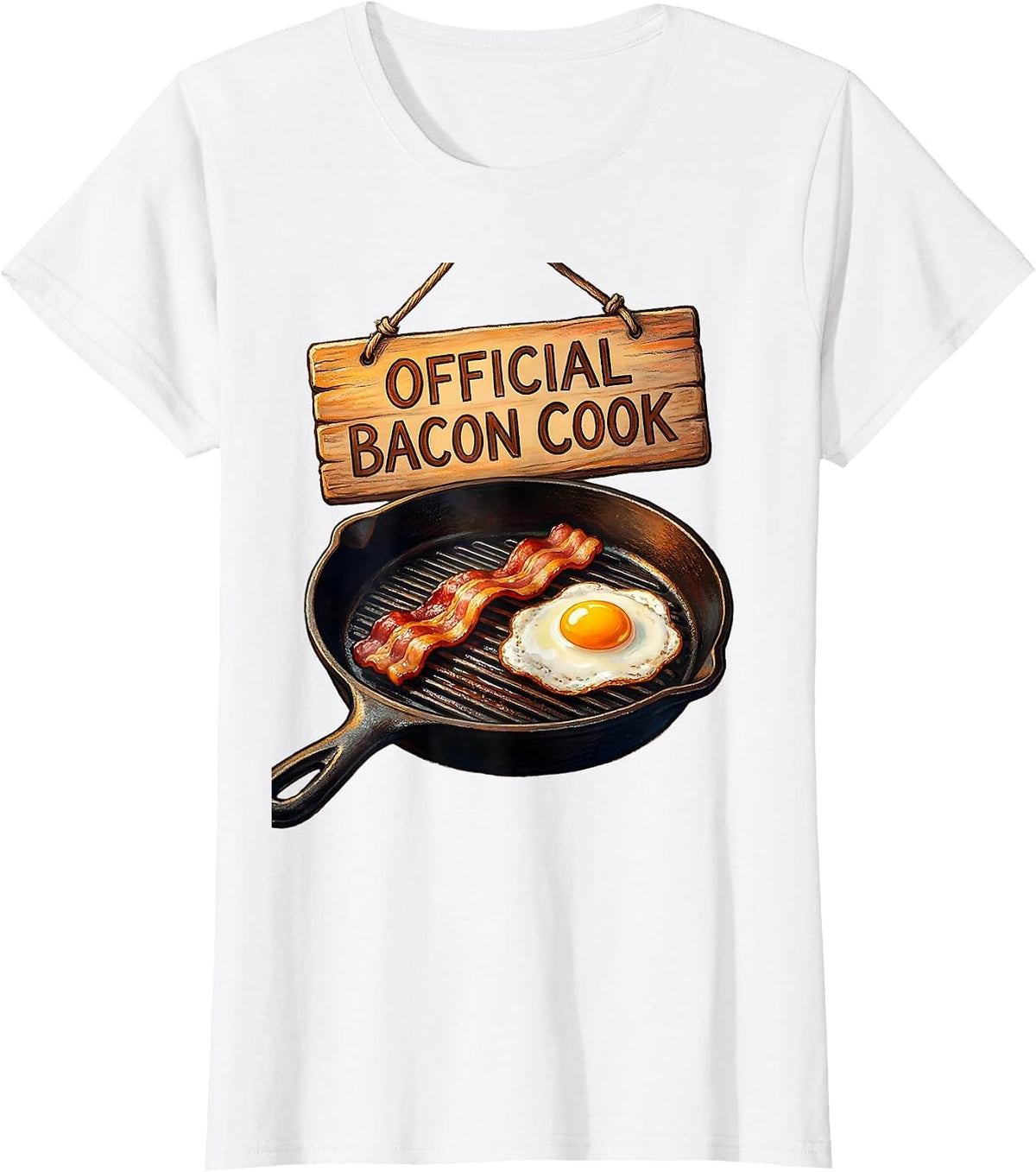 Official Bacon Cook Funny Bacon Lover Breakfast Humor T-Shirt - White
