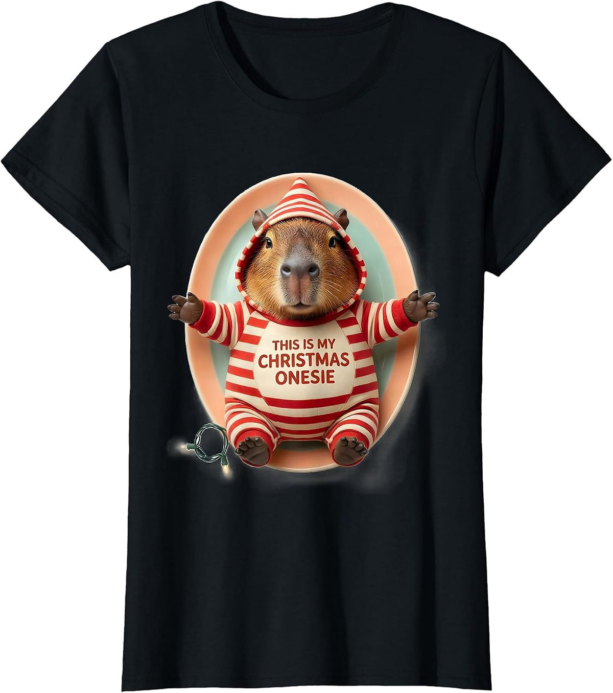 This Is My Christmas Onesie Cute Capybara Family Holiday T-Shirt - Black