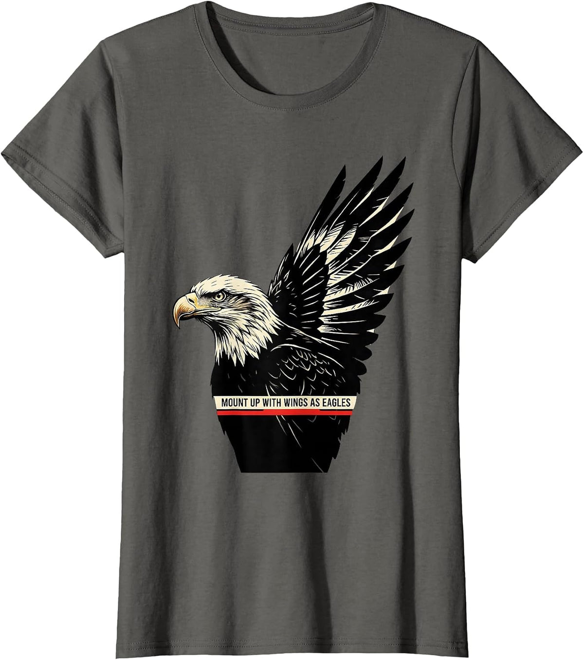 Women's Mount Up With Wings As Eagles Stencil Graphic Eagle Lover T-Shirt - Asphalt Grey