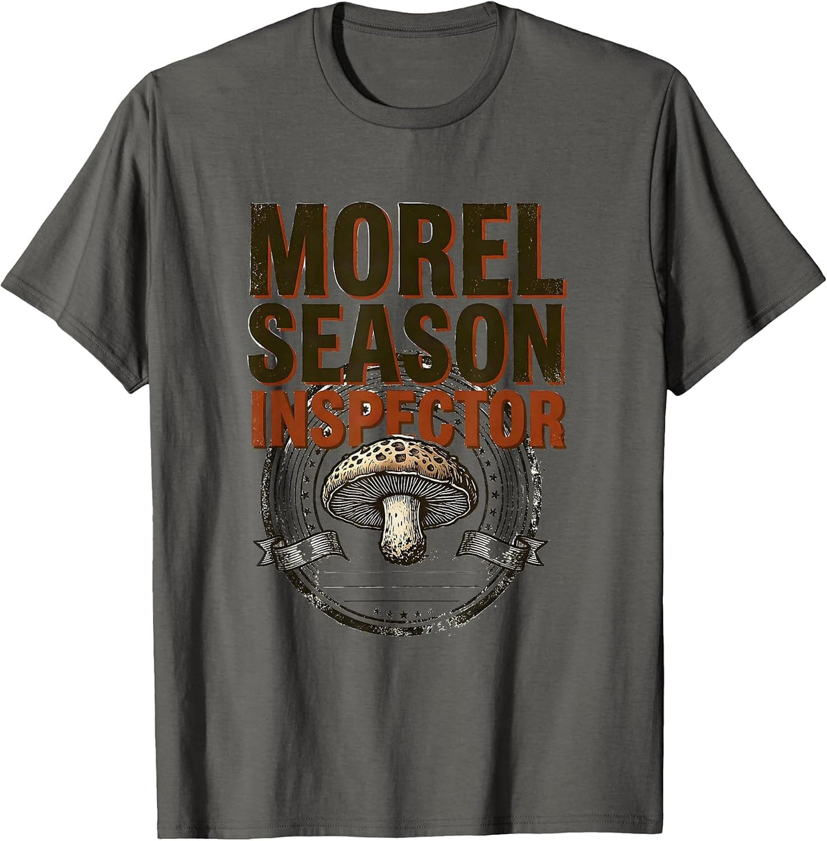 Morel Season Inspector Funny Mushroom Forager Mycology Humor T-Shirt - Asphalt Grey