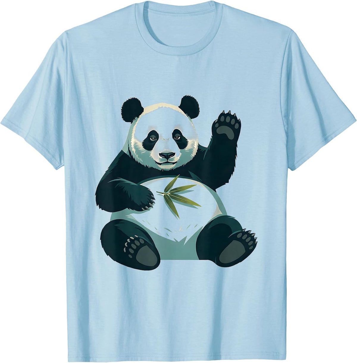 Men's Belly-Up Panda Lazy Wave Funny Animal Humor T-Shirt - Baby Blue