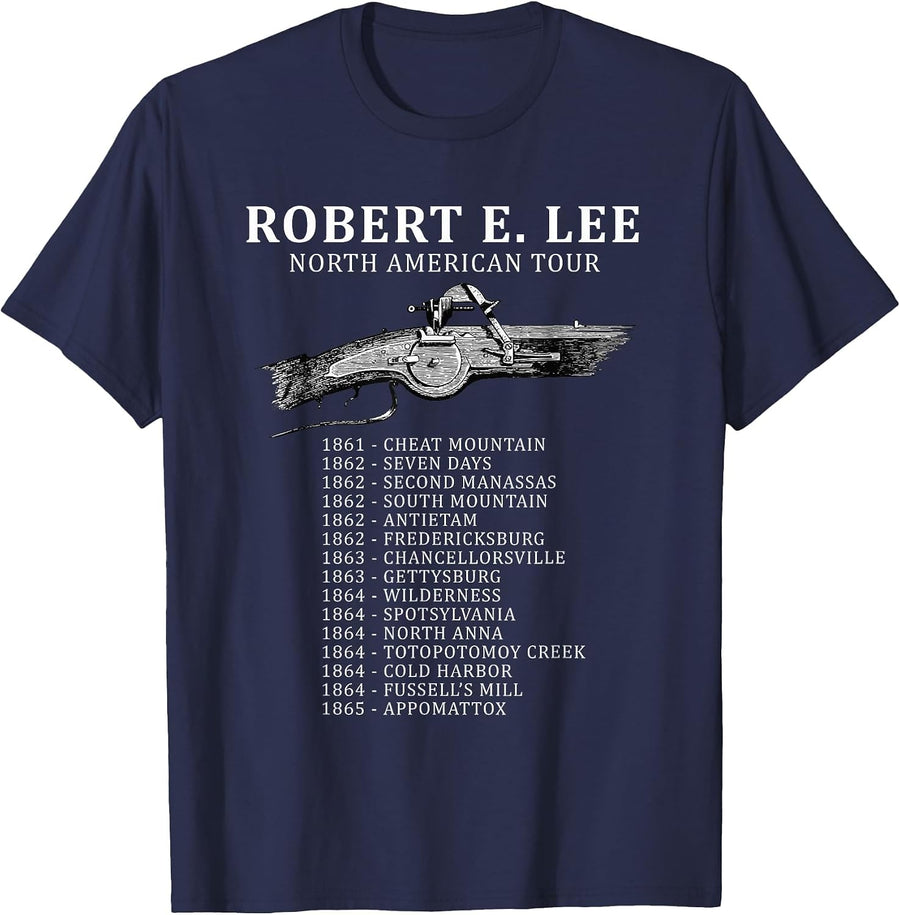 Civil War Funny Robert E. Lee North American Tour T-Shirt - Navy Blue