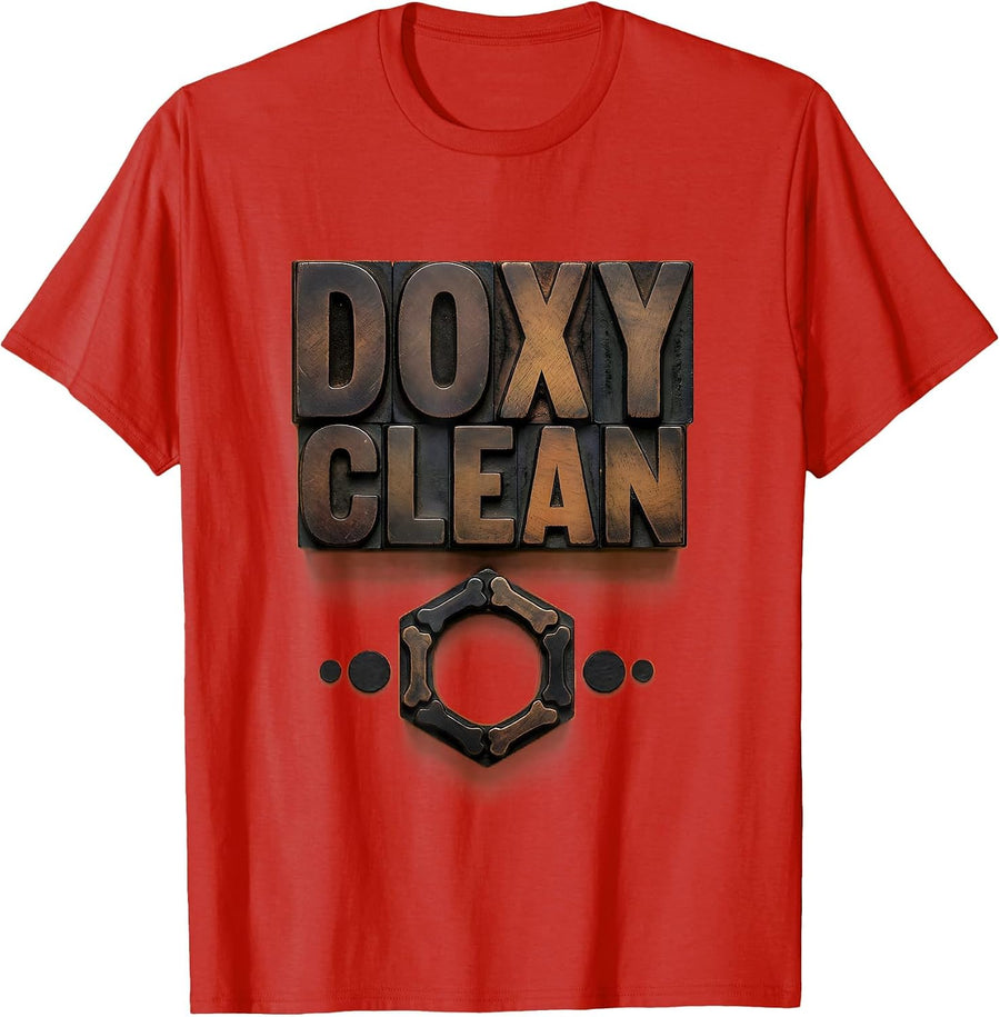 Men's Doxy Clean Wood Type Letterpress Pharmacy Technician Novelty T-Shirt - Red