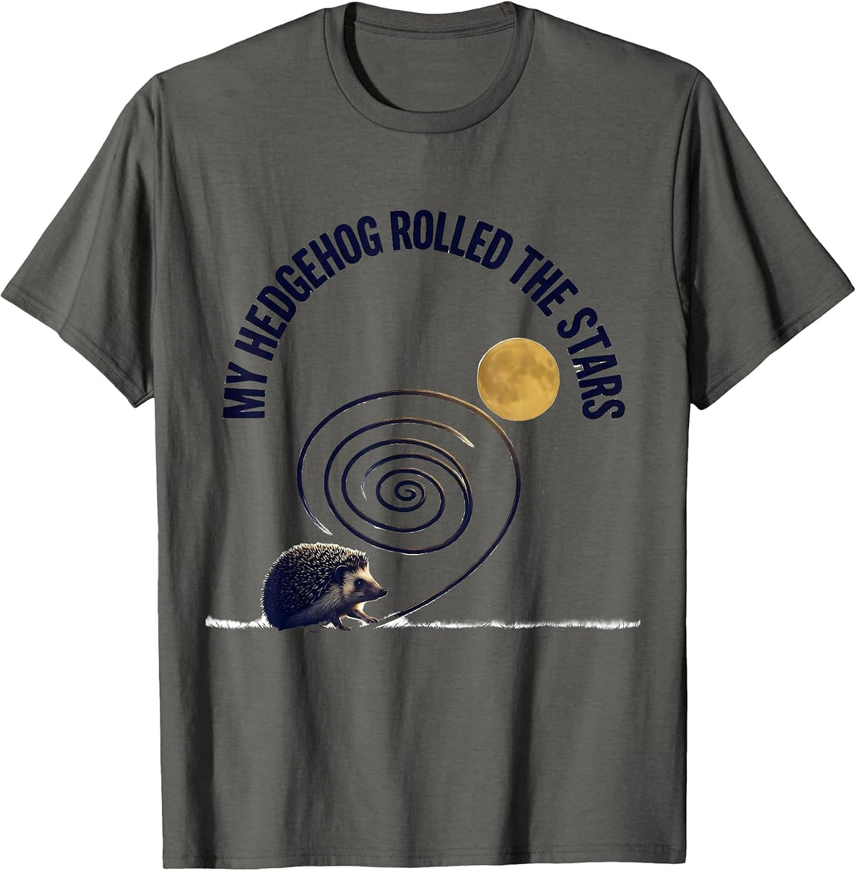 My Hedgehog Rolled The Stars Funny Van Gogh Art Parody Cat T-Shirt - Asphalt Grey