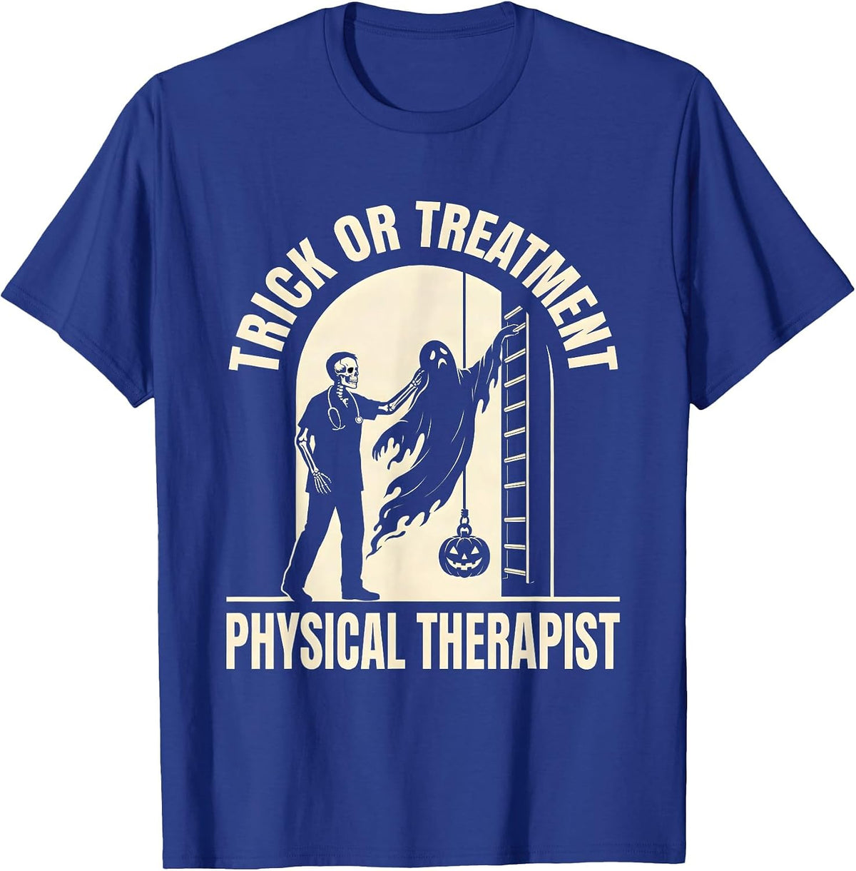 Men's Trick Or Treatment Physical Therapist Halloween PT Humor T-Shirt - Royal Blue