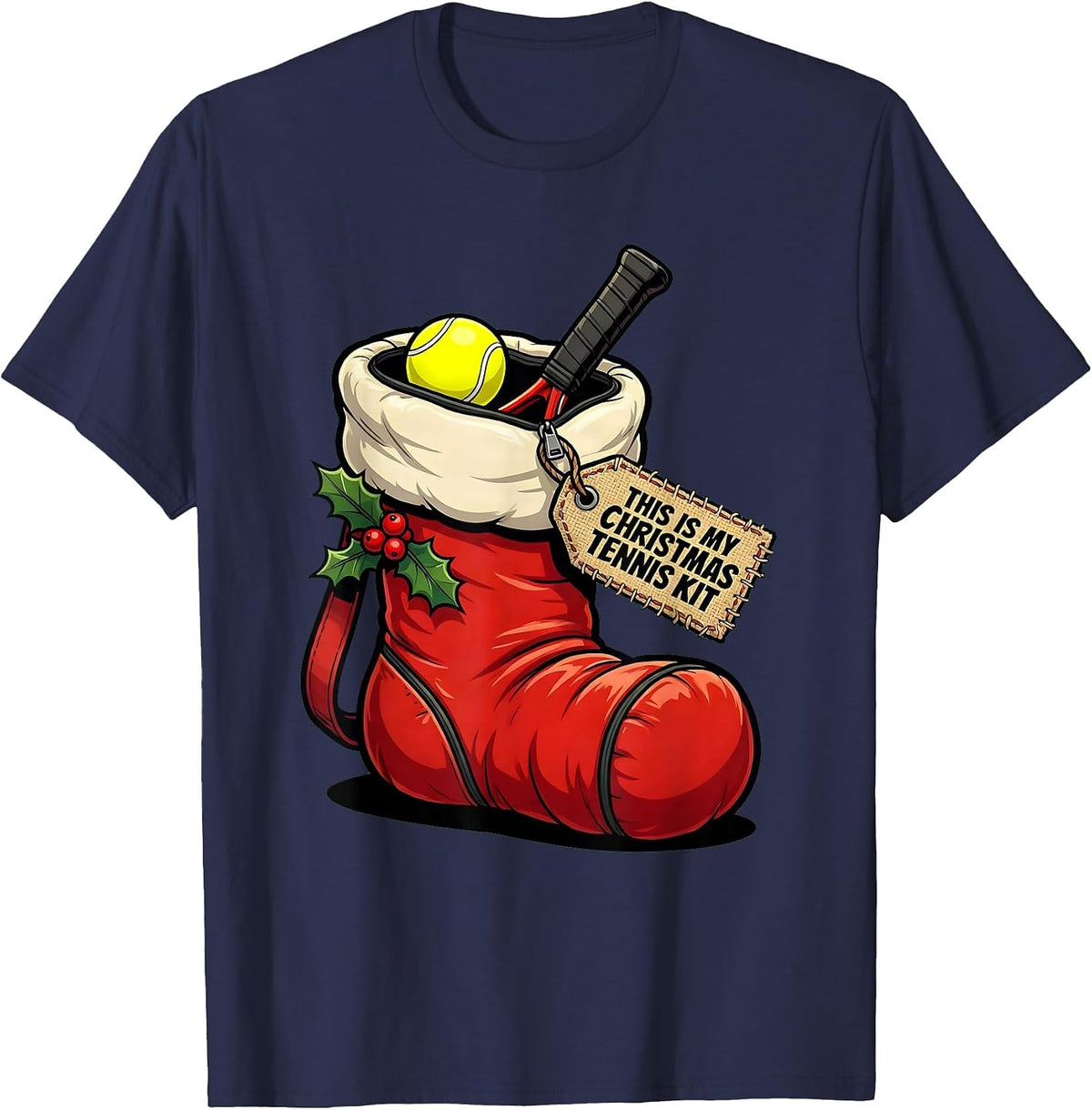 Men's This Is My Christmas Tennis Kit Funny Tennis Player Gift T-Shirt - Navy Blue