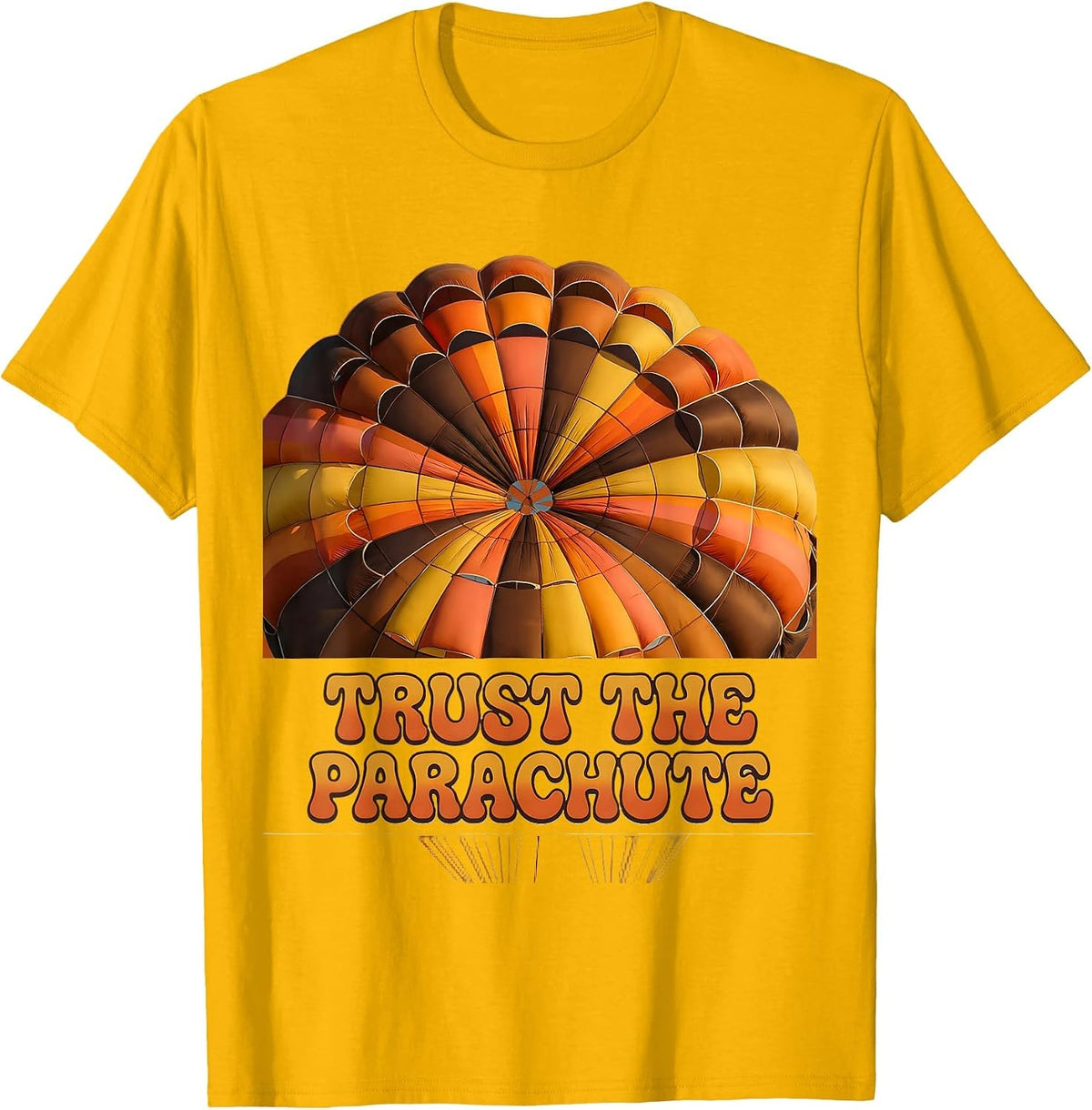 Trust the Parachute Bold Graphic Design T-Shirt - Golden Yellow