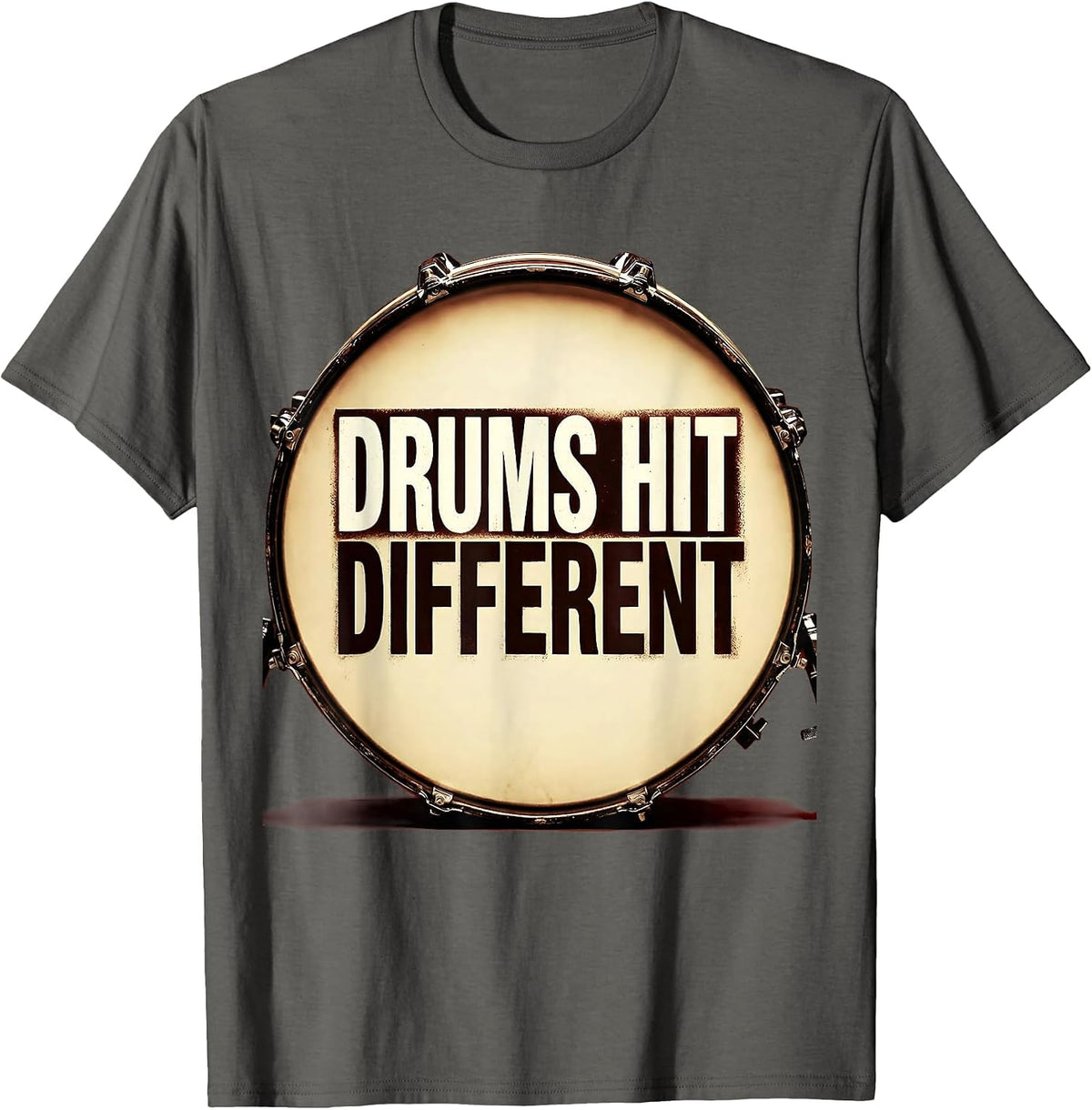 Drums Hit Different Band Music Graphic Design T-Shirt - Asphalt Grey