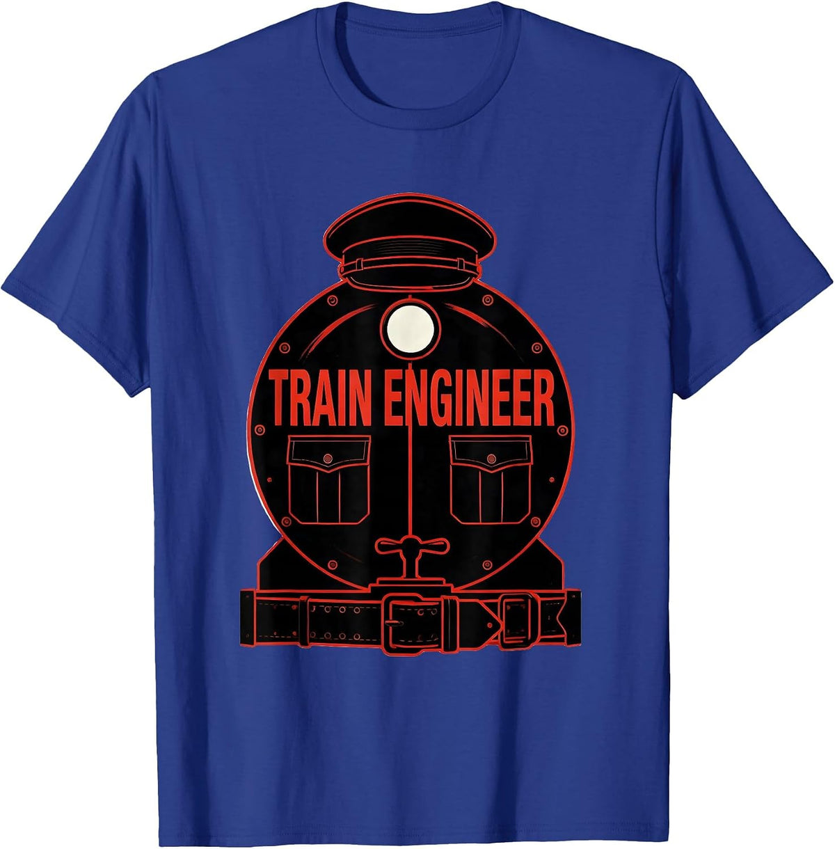 Men's Train Engineer Rail Uniform Costume Halloween T-Shirt - Royal Blue
