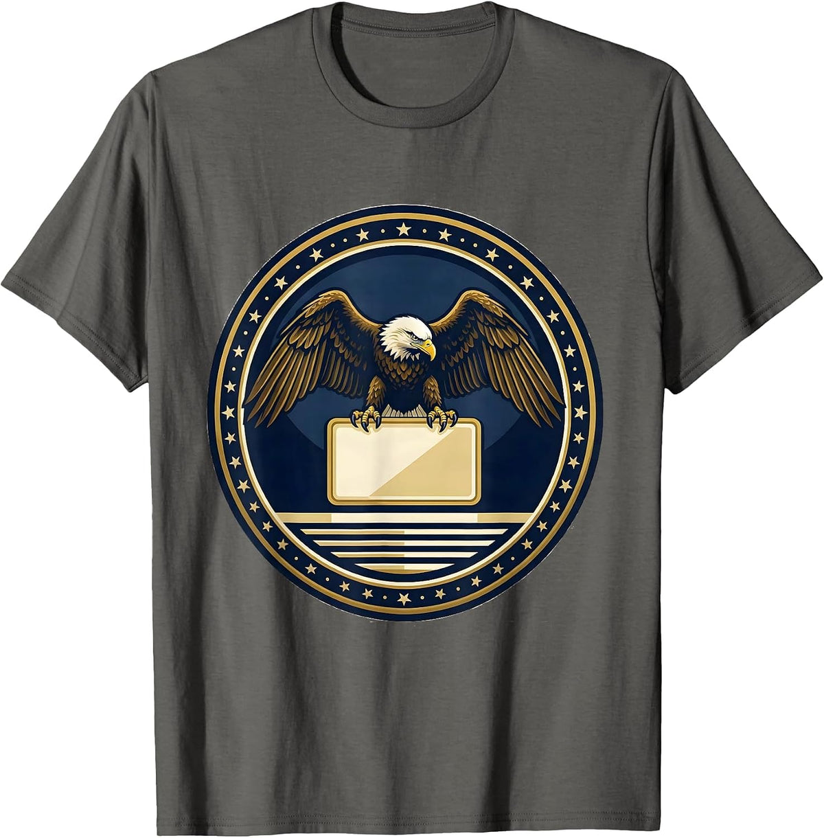 Men's Sealed Eagle Anniversary Badge Patriotic 250th Celebration T-Shirt - Asphalt Grey