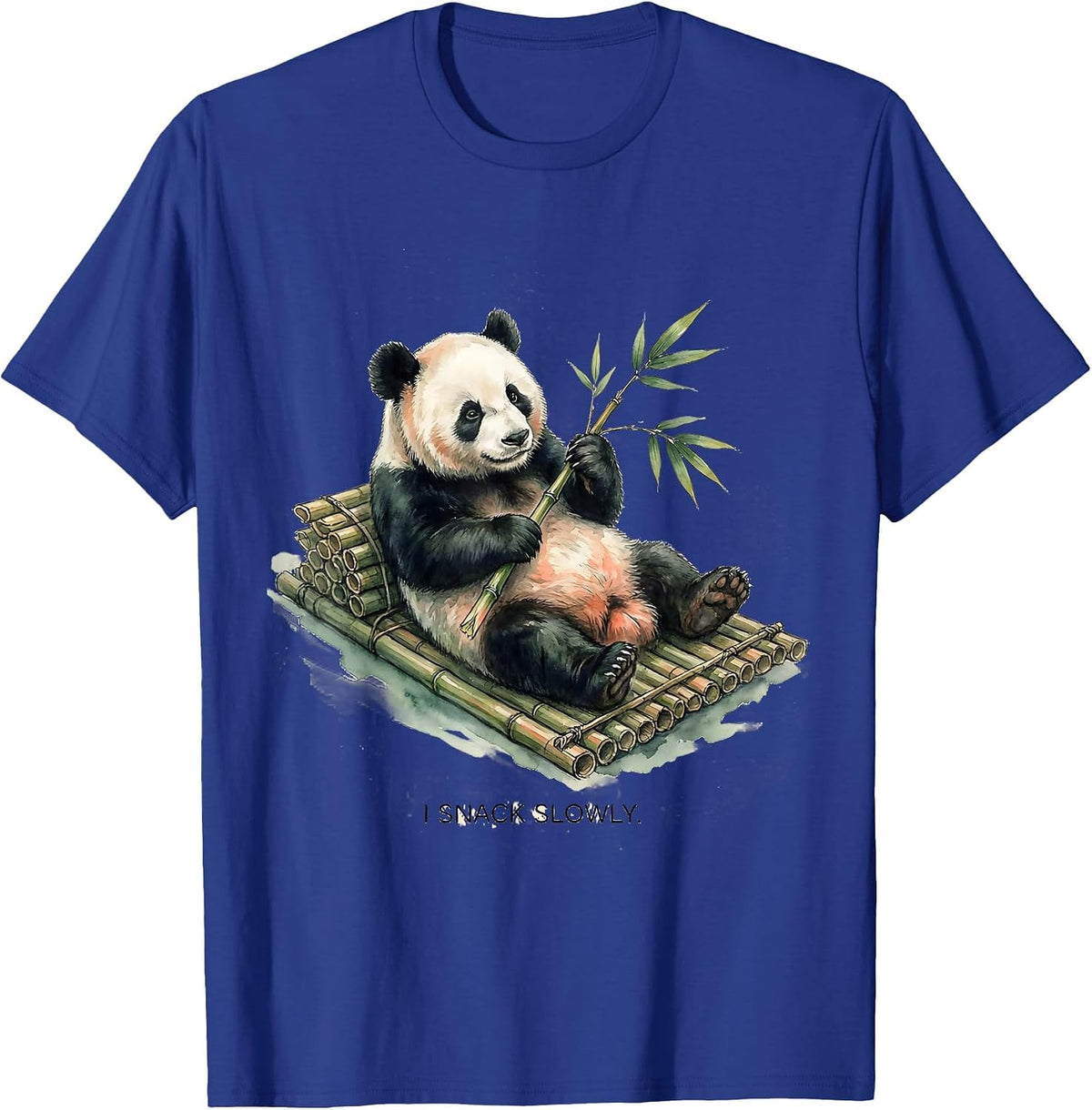 Men's I Snack Slowly Cute Panda Lover Humor Watercolor Gift T-Shirt - Royal Blue