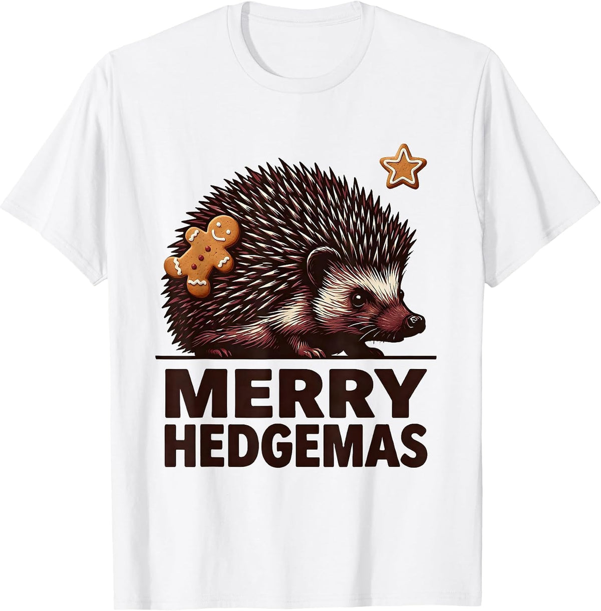 Men's Merry Hedgemas Cute Hedgehog Christmas Novelty Humor T-Shirt - White