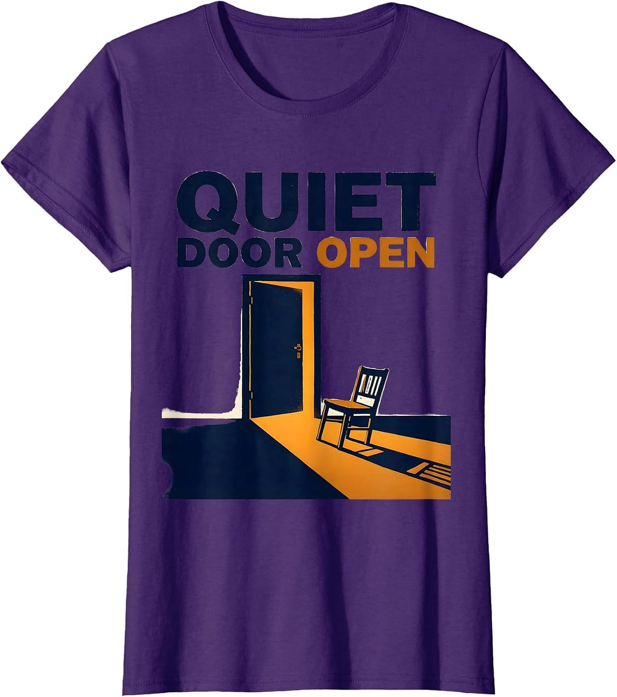 Women's Quiet Door Open Funny School Counselor Camp Counselor Humor T-Shirt - Purple