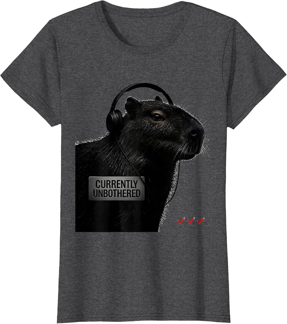 Women's Currently Unbothered Funny Capybara Gamer Meme Humor T-Shirt - Dark Heather Grey
