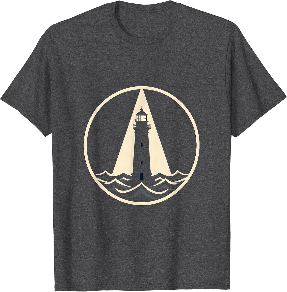 Suicide Awareness Lighthouse Stormy Night Graphic T-Shirt - Dark Heather Grey