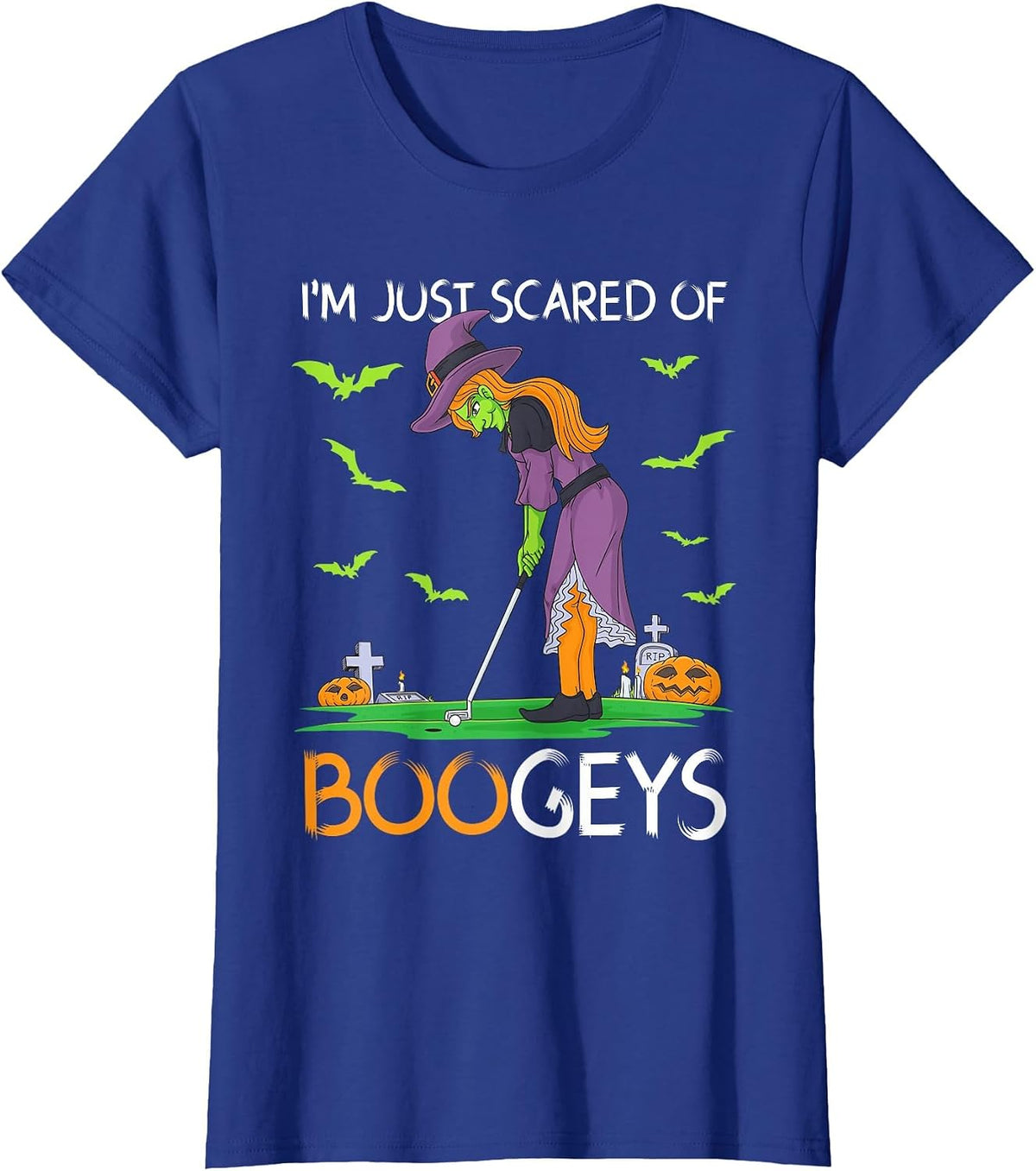 Just Scared of Bogeys Witch Golf Halloween T-Shirt - Royal Blue