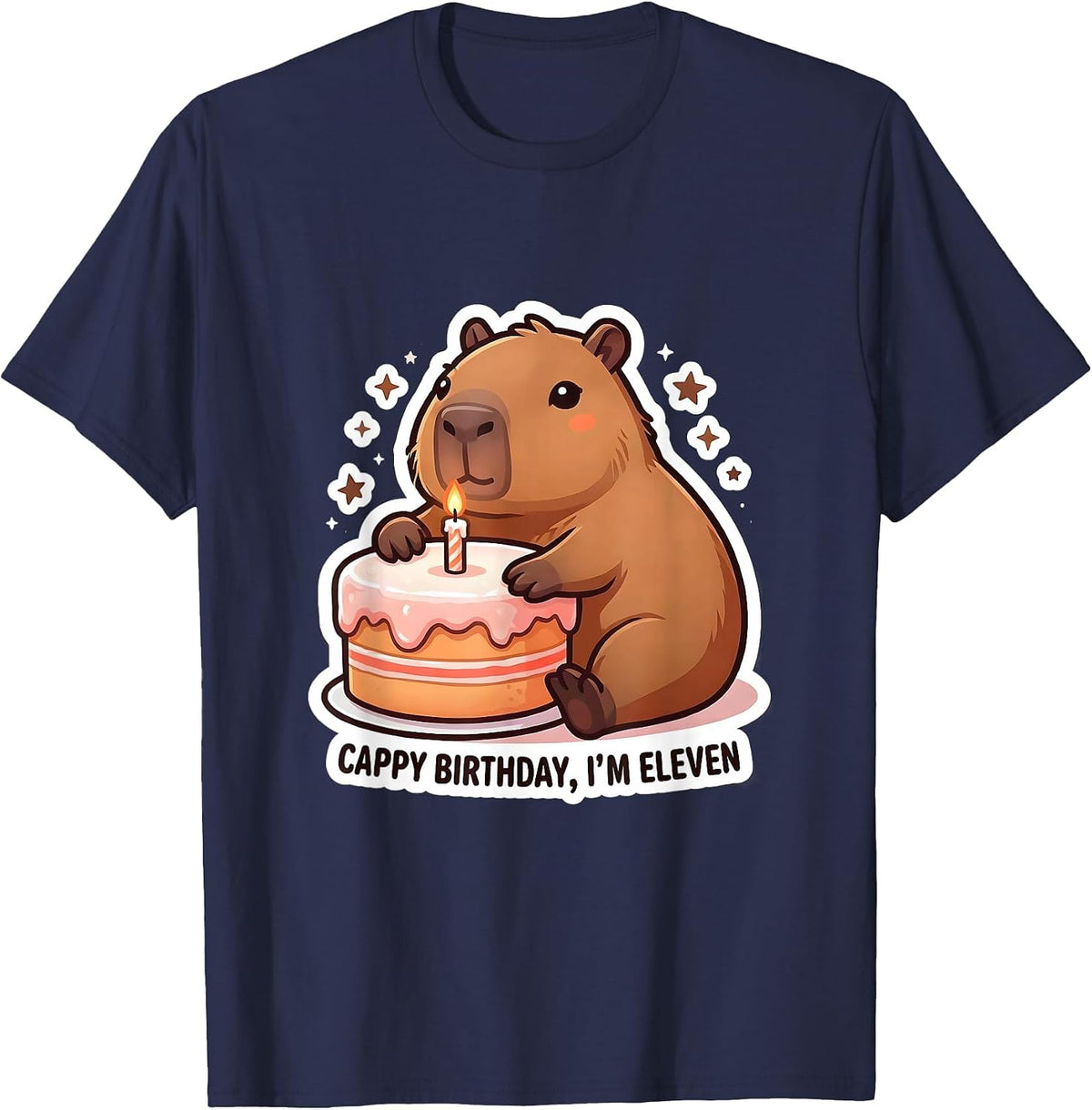 Cappy Birthday, I'm Eleven Funny Capybara Birthday Gift T-Shirt - Navy Blue