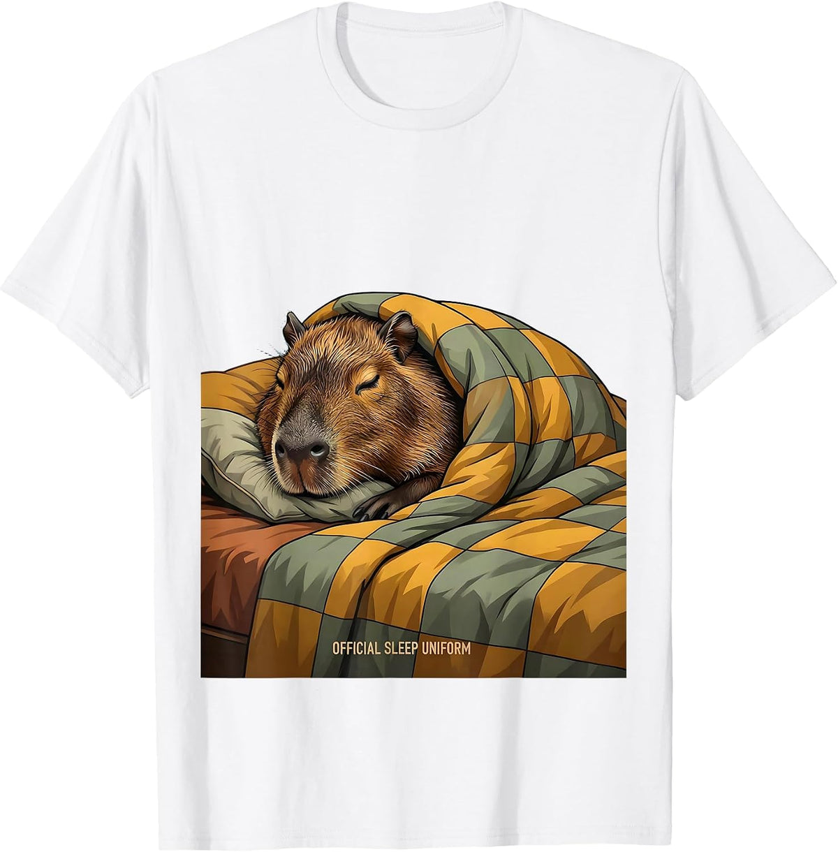 Official Sleep Uniform Cute Capybara Animal Sleepwear Humor T-Shirt - White
