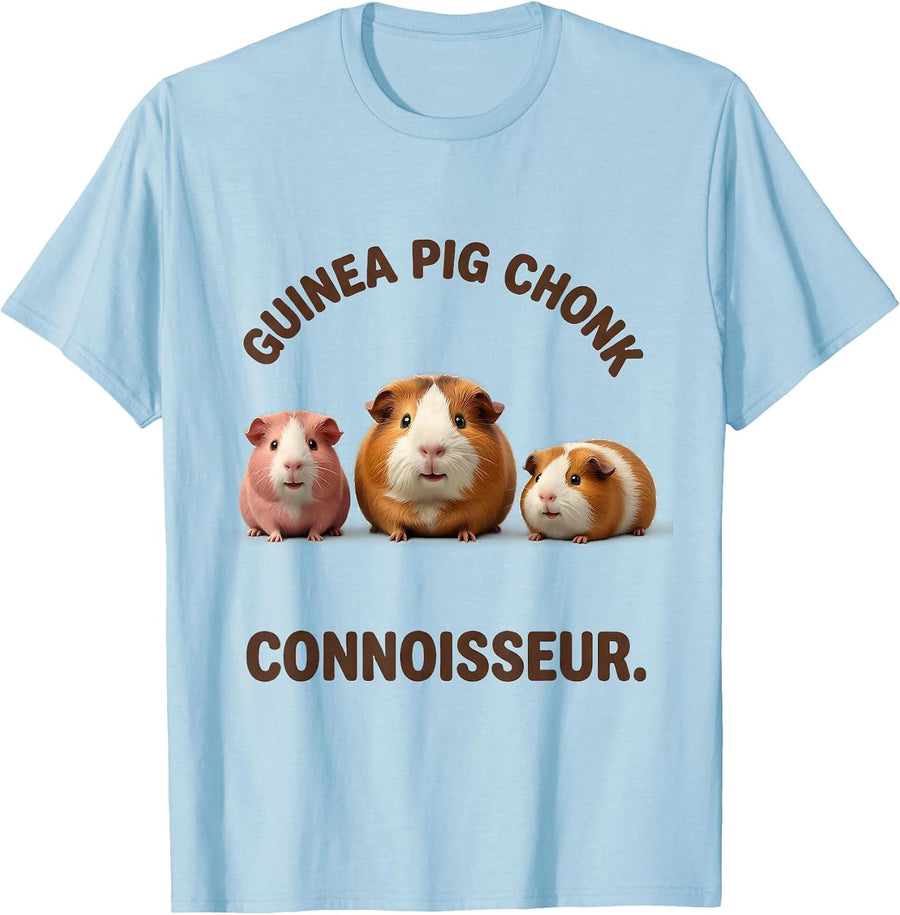 Men's Guinea Pig Chonk Connoisseur Cute Kawaii Pet Lover Humor T-Shirt - Baby Blue