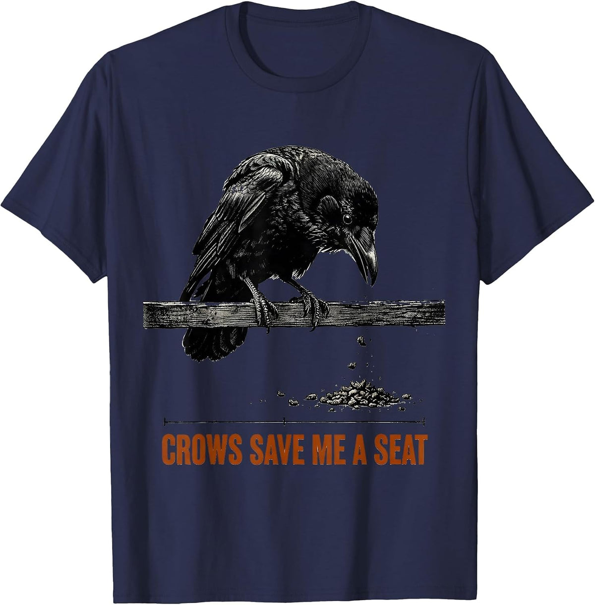 Crows Save Me A Seat Vintage Gothic Crow Humor Bird Lover T-Shirt - Navy Blue