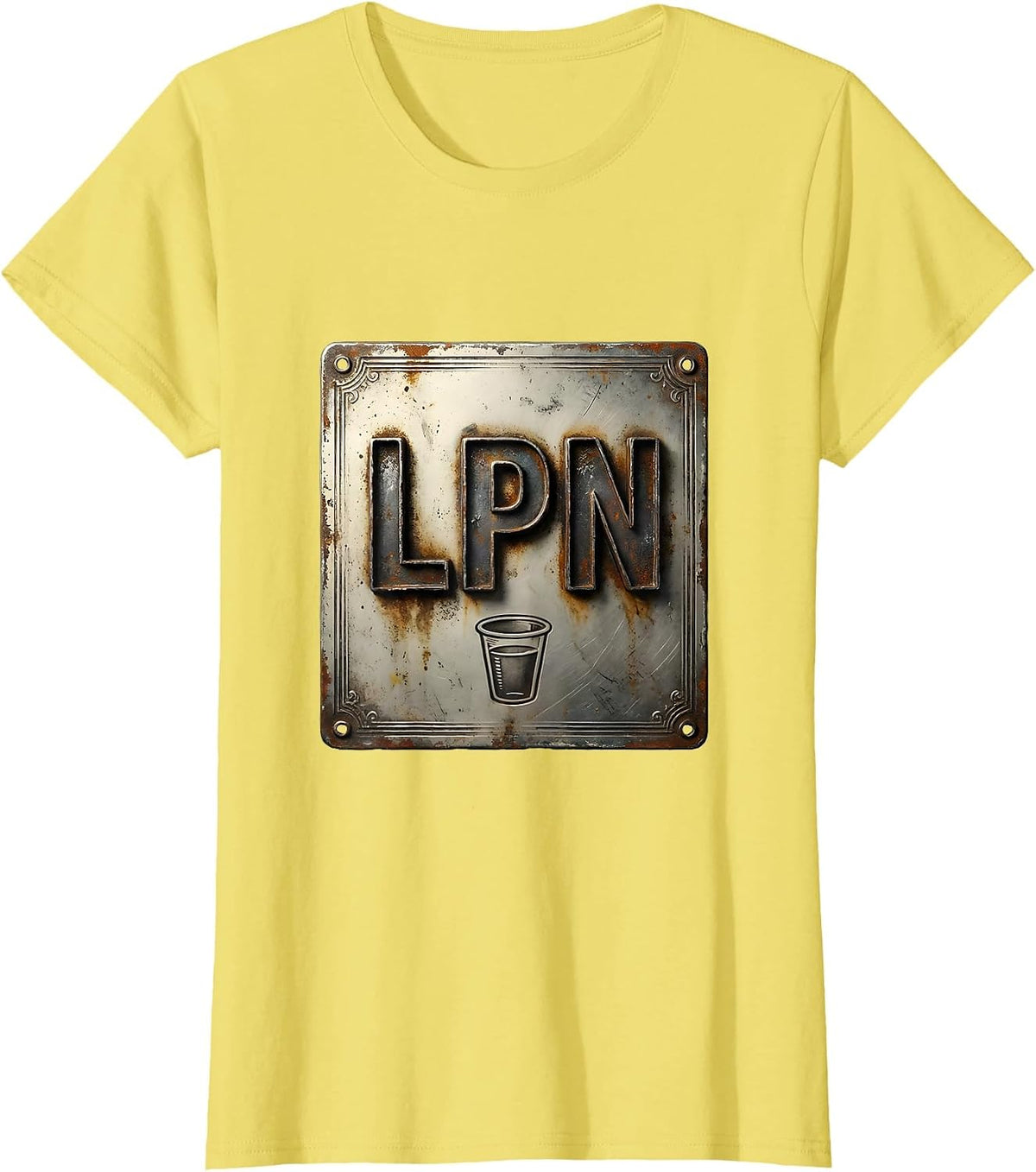 Women's LPN Vintage Nurse Appreciation Humor Crew T-Shirt - Lemon Yellow