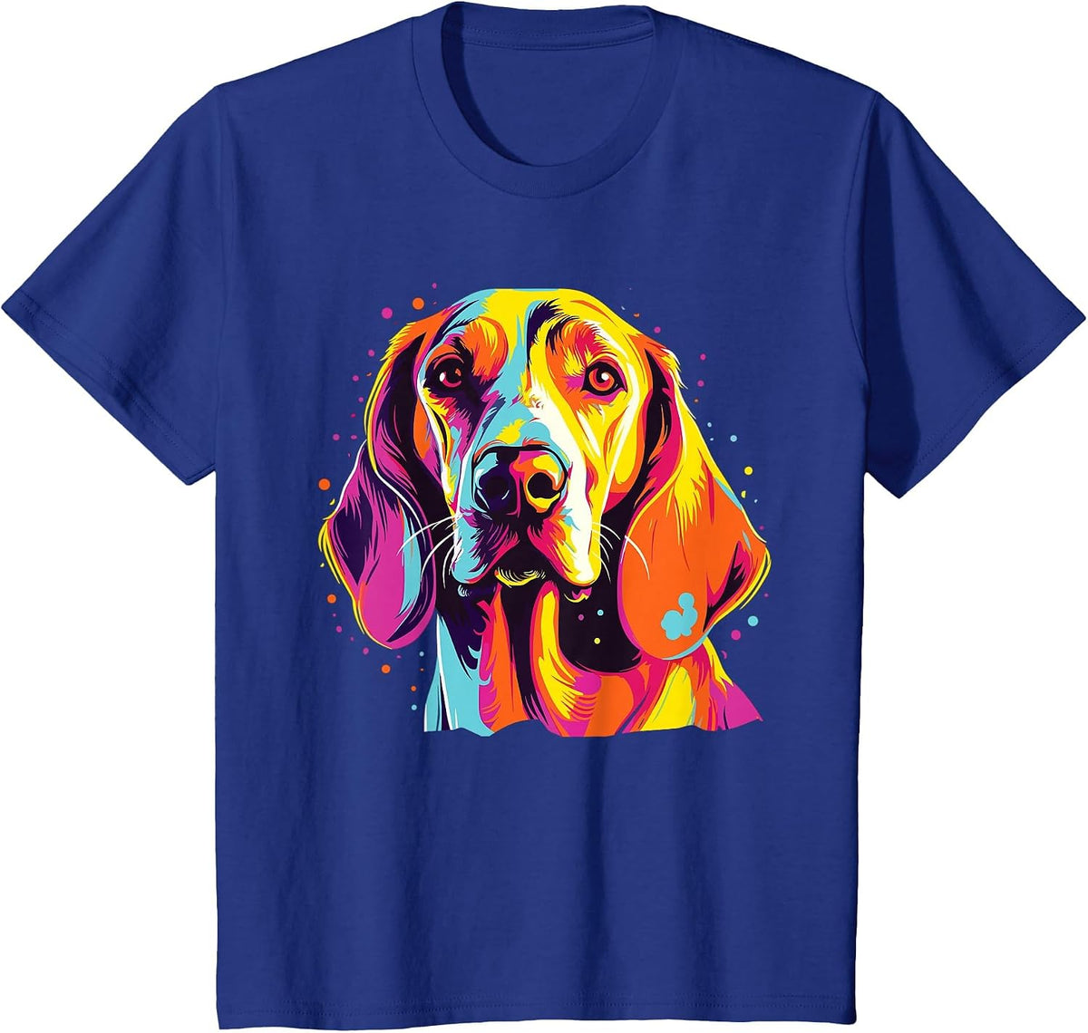 Watercolor Colorful English Foxhound Dog T-Shirt - Royal Blue