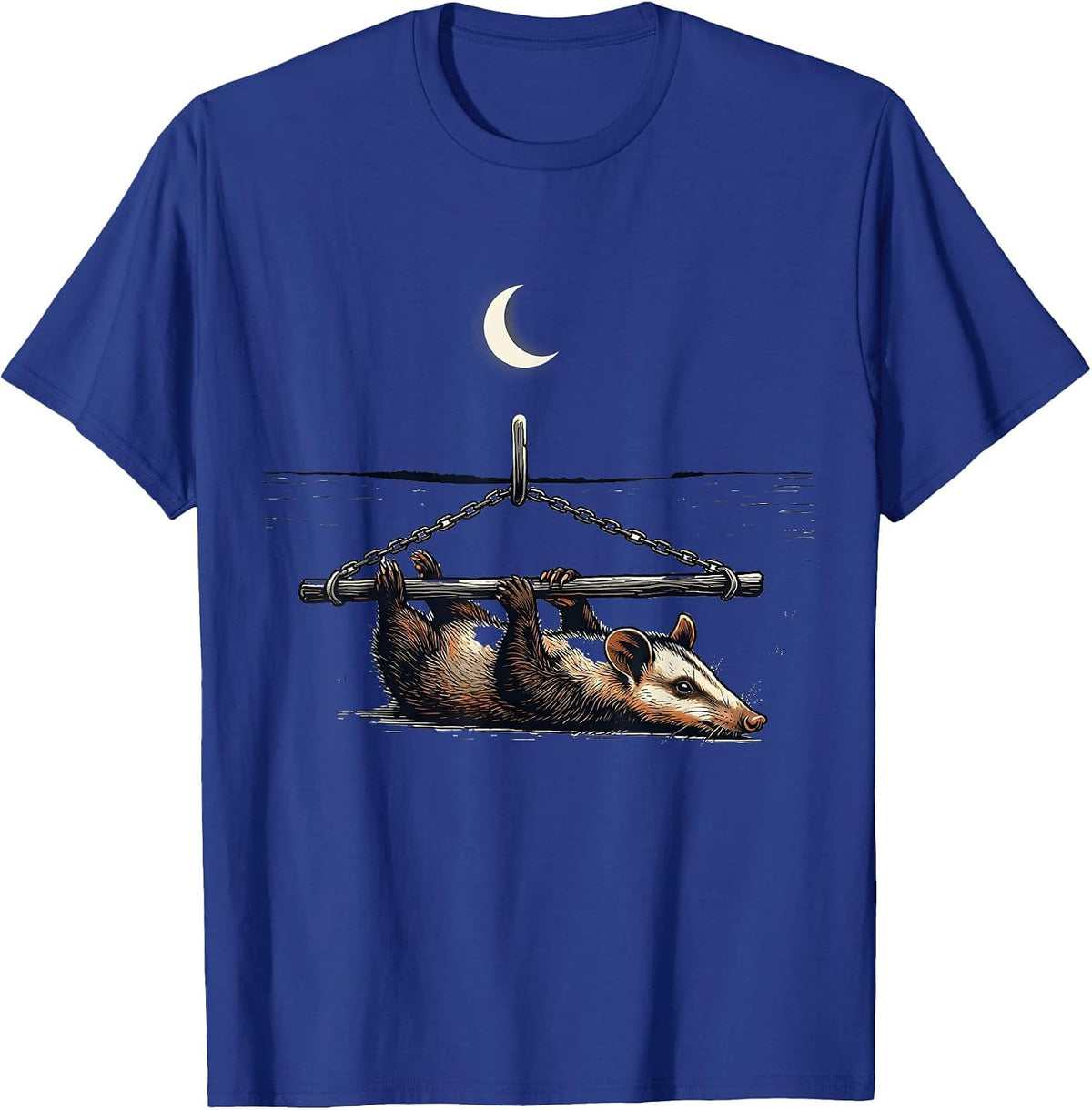 Men's Opossum Moon Halloween Spooky Novelty T-Shirt - Royal Blue