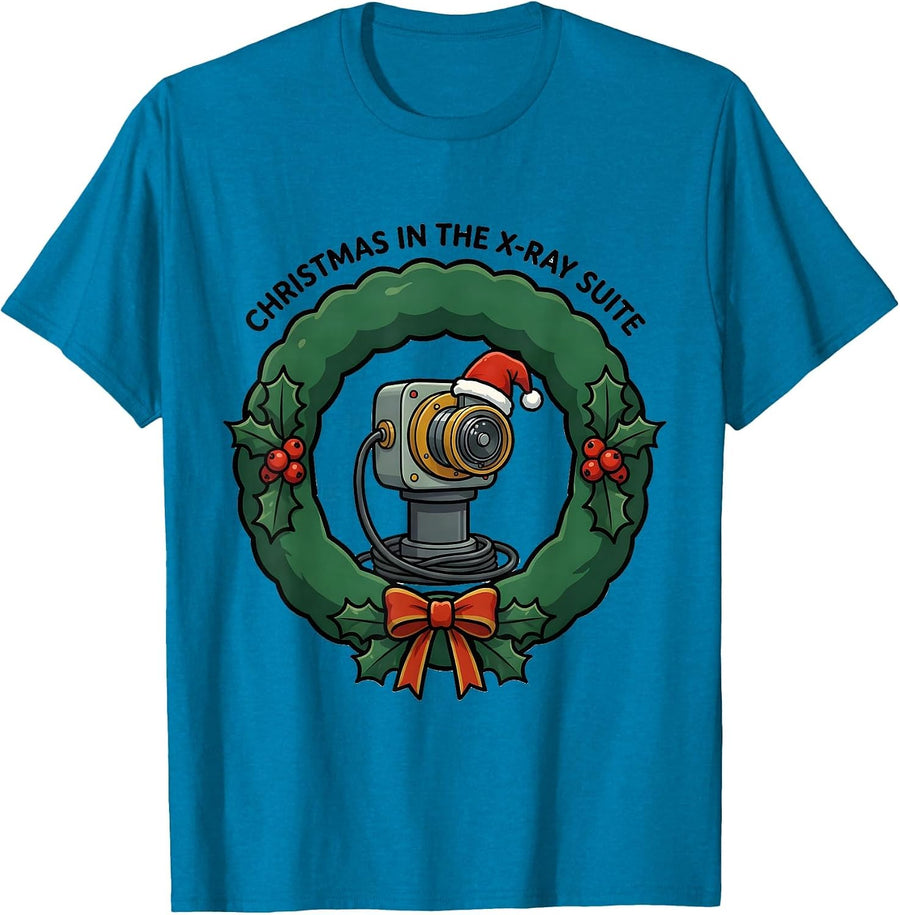 Christmas In The X-Ray Suite Funny Radiology Tech Holiday T-Shirt - Sapphire Blue