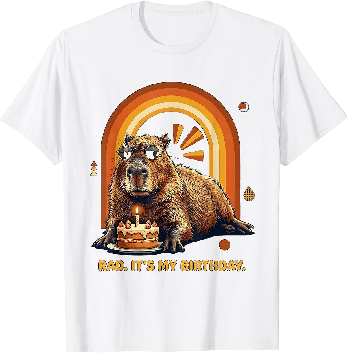 Men's Rad It's My Birthday Retro 70s Capybara Kawaii Birthday Gift T-Shirt - White