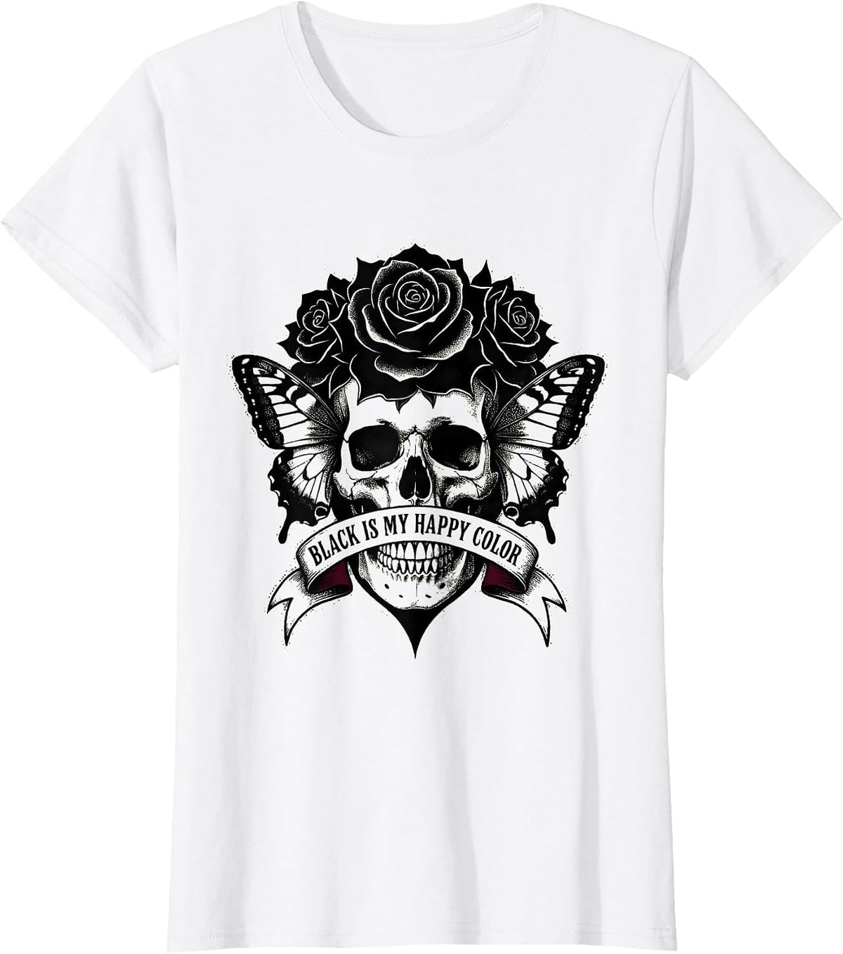 Black Is My Happy Color Goth Dark Aesthetic Design T-Shirt - White