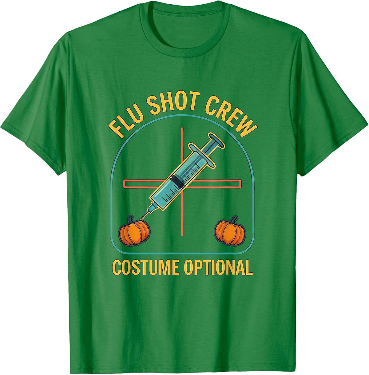 Men's Flu Shot Crew Costume Optional Funny Nurse Halloween Humor T-Shirt - Kelly Green
